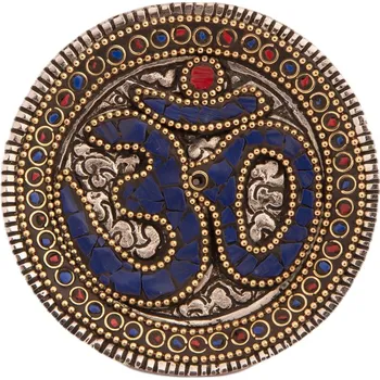 Vonná tyčinka Kovový stojánek na vonné tyčinky Posvátná slabika modrý, Óm, Sittar.cz