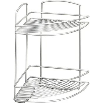 Drátěná police Rohová nástěnná ocelová koupelnová polička ve stříbrné barvě - Metaltex ID_1467300