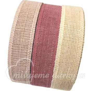 Stuha Stuha dekorační imitace juty, 25mm, návin 10m, světle růžová