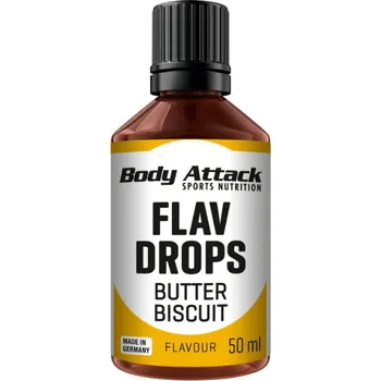 Přisada na vaření a pečení Body Attack Flav Drops příchuť Máslová sušenka - Body Attack, 50 ml