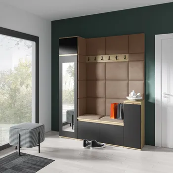 Předsíňová stěna Předsíňová stěna Emi 29 - dub/černá Barva panelů: Béžová - Trinity 04