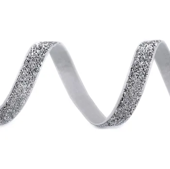 Sametová lurexová stuha šíře 10 mm, barva 2 stříbrná