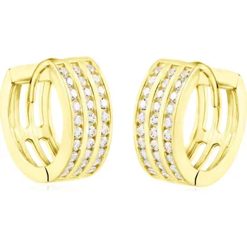 Náušnice GEMMAX Zlaté náušnice kroužky se zirkony Ø 12 mm – zlatý šperk ryzosti 585/1000 v Dárkovém balení s Certifikátem GLEYB-12-41961