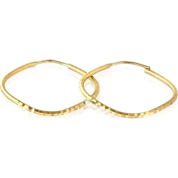 Náušnice GEMMAX GLEYN2171 Zlaté náušnice Kosočtverce, gravírované, žluté zlato 25 x 25 mm – zlatý šperk ryzosti 585/1000 v Dárkovém balení s Certifikátem GLEYN-25-21711