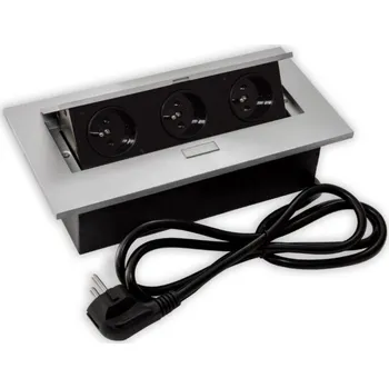 Elektrická zásuvka Zásuvka FLEXI 3 x 230 V AC (10 A) stříbrná