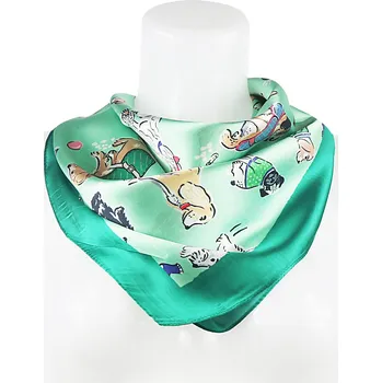 Šátek Dámský hedvábný šátek RR3050-05 letuška s potiskem psů, zelené barvy 7200621-7