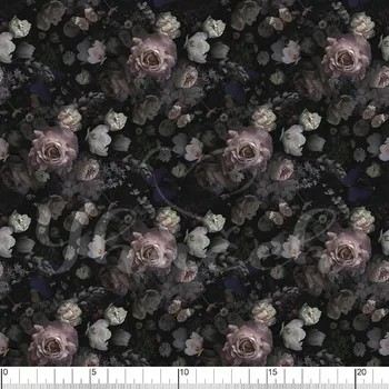 Zakázkový tisk, softshell, kočárkovina... Květy a motýli na tmavém podkladu Látky k tisku: Lycra