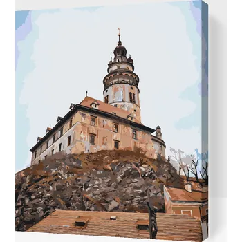 Malování podle čísel - Zámecká věž v Českém Krumlově Velikost: 30x40cm, Rámování: Pouze srolované plátno