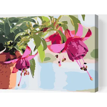 Malování podle čísel - Fuchsie v květináči Velikost: 30x40cm, Rámování: Pouze srolované plátno