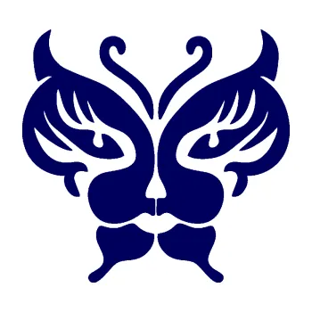 Samolepící dekorace SAMOLEPKA Motýl 016 kočičí obličej (23 - tmavě modrá) NA AUTO, NÁLEPKA, FÓLIE, POLEP, TUNING, VLASTNÍ TEXT, TISK, AUTOSAMOLEPKY.cz, POLEPY, OBRÁZEK, LOGO, SAMOLEPKY