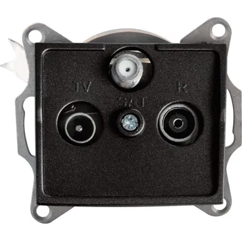 Elektrická zásuvka Kanlux Zásuvka TV plus R plus SAT průběžná LOGI, černá