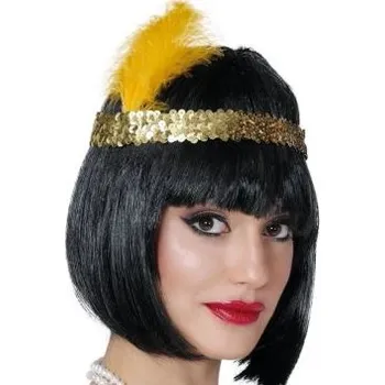 Karnevalový doplněk Čelenka s pérem zlatá - Charlestone