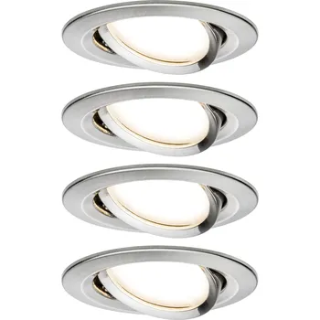 Bodové svítidlo Paulmann 4064161242224 Coin Slim LED vestavné svítidlo, LED, pevně vestavěné LED, 18 W, železo (kartáčované), sada 4 ks