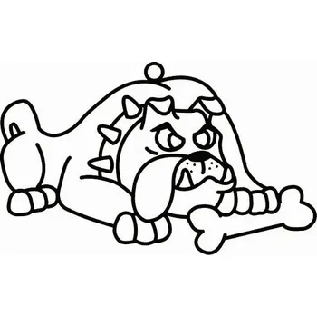 Závěsná sklíčka k vybarvení barvami na sklo cca 8 cm - 30. BULDOK S KOSTÍ