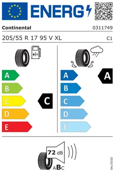 Energetický štítek letní osobní pneumatiky Continental PremiumContact 6 205/55 R17 95 V