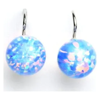 Náušnice Stříbrné náušnice, světle modrý syntetický opál, náušnice s opálem, NK 1298