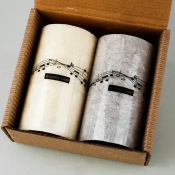 Svíčka Přírodní vonná svíčka palmová - AROMKA - Sada 2 válečků se vzorem not v dárkovém balení - Květ bavlny, Pánský Parfém