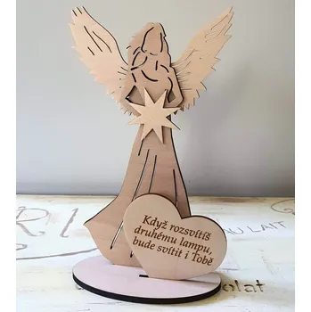 Vánoční dekorace Anděl s citátem Když rozsvítíš druhému lampu - Srdíčko