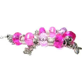 Korálek Náramek s korálky růžová FUCHSIA TOPBEADS 19-24 cm (+ ZDARMA dárková krabička)