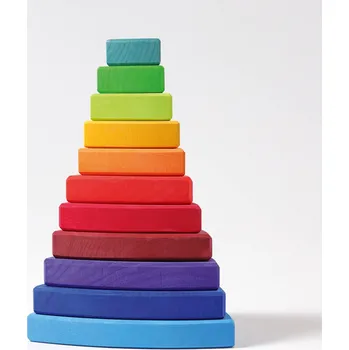 Dřevěná hračka GRIMM'S Skládací pyramida trojúhelníky - 10 dílů, GRIMM’S