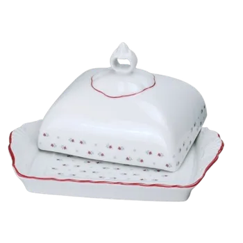 Máslenka Porcelánová máslenka Verona s červenou linkou na 250 g máslo