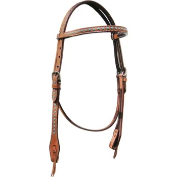 Pool´s Uzdečka Pool ´s s modrým zdobením Barva: tmavě hnědá