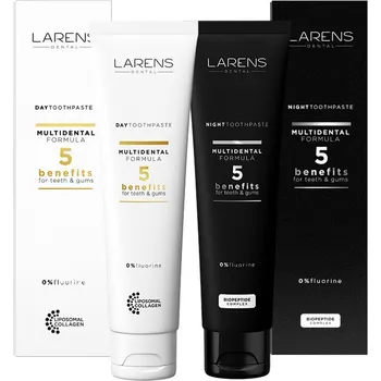 zubní pasta WellU Group GmbH LARENS Dental Day & Night Toothpastes Set - zubní pasty premium 2x100 ml denní a noční zubní pasty pro silné, krásné zuby a zdravé dásně