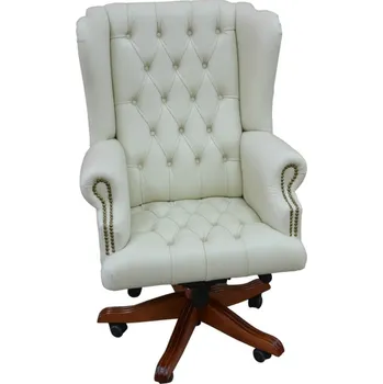 Kožené otočné pracovní křeslo Cherry, černá