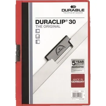 Desky s rychlovazačem Durable Duraclip 30, červená, s klipem, A4