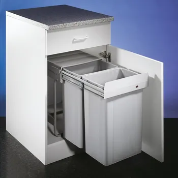 Odpadkový koš Big Double, Odpadkový koš pro otočné dveře, alu šedá