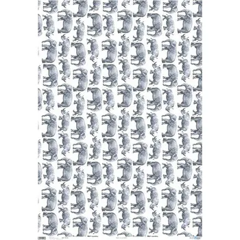 Balící papír Textilní papír 100x70 NOSOROŽCI A SLONI - Fabric paper 100x70 RHINOS & ELEPHANTS