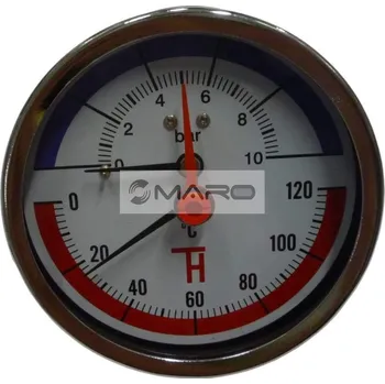 Instalatérský materiál Thermis Termomanometr zadní 3082 ø 80 mm, 1/2", 0-120°C/0-10 bar, TERM 3082