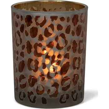 Svícen Skleněný svícen s motivem Leoparda M - 8*8*10cm