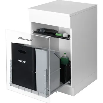 Odpadkový koš Müllex Comfort 35/17/4/4, odpadkový koš pro čelní výsuv, černá/světle šedá