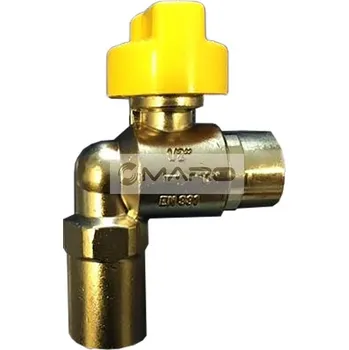 Ventil Kohout plynový VAIT rohový, s tepelnou a průtokovou pojistkou FF 1/2", G060 | G0482