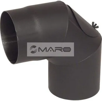 Koleno kouřovodu 90° 1,5 mm s čistícím otvorem 160 mm, černé, A97.051690