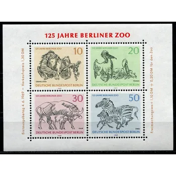 Poštovní známka Deutsche Bundespost Berlin (1969) MiNr. 338 - 341 ** Block 2 - Berlín - západní - 125 let Berlínské ZOO