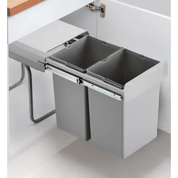 Odpadkový koš Double deluxe, Odpadkový koš pro otočné dveře, alu šedá