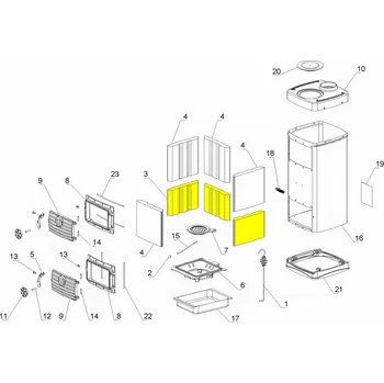Krbová kamna Malá šamotová vyzdívka pro kamna NORDICA MINOR, JUNIOR (starší verze)