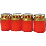 Habaček Hřbitovní svíčka s krytem velká červená 4 ks