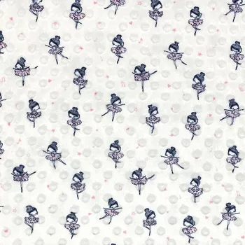 Minky s 3D puntíky bílé, baletky, š.140