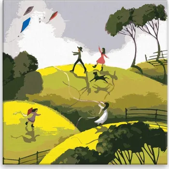 Malování podle čísel - Pouštění draků - 40x40 cm, bez dřevěného rámu - CZ výroba