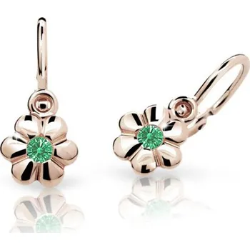 Náušnice Cutie Jewellery Zlaté dětské náušnice C1736R-Zelená