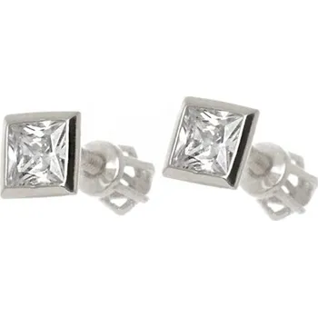 Náušnice Náušnice z bílého zlata kostičky s čirými zirkony NA0778F + DÁREK ZDARMA