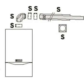 Kouřovod VAILLANT vodorovné odkouření 0,7 m, Ø 60/100 mm, PP, Koleno 87° s revizním otvorem