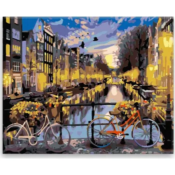 Dětské zboží Malování podle čísel - Kola v Amsterdamu - 50x40 cm, bez dřevěného rámu - CZ výroba