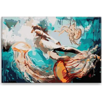 Dětské zboží Malování podle čísel - Dívka a medúzy - 60x40 cm, bez dřevěného rámu - CZ výroba