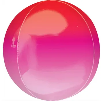Amscan Balónek fóliový ORBZ koule Ombré červeno-růžová 40 cm