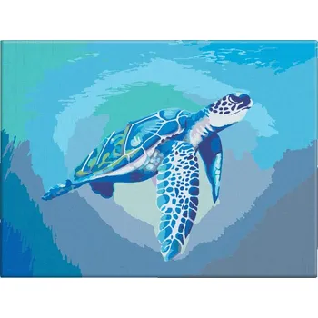 Hračka Malování podle čísel - Modrá mořská želva - 40x30 cm, plátno vypnuté na rám - CZ výroba