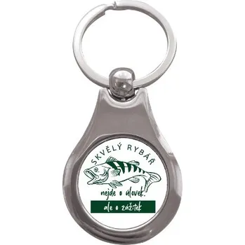 Přívěsek na klíče kolečko s potiskem Skvělý rybář